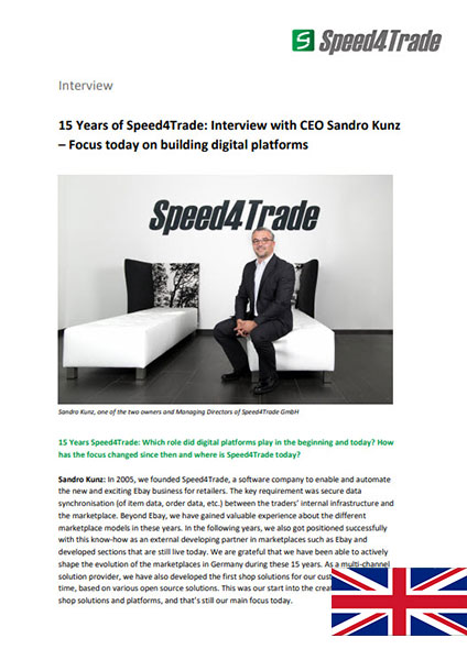 Interview 15 years of Speed4Trade with Sandro Kunz - managing director Speed4Trade