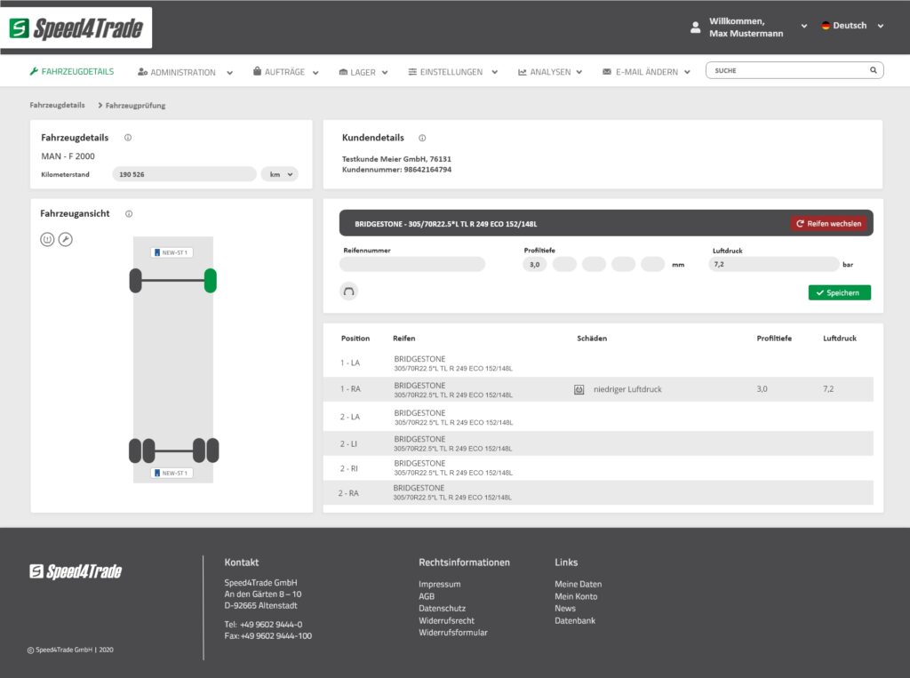 Flottenmanagement-Software von Speed4Trade Ansicht Fahrzeugdetails