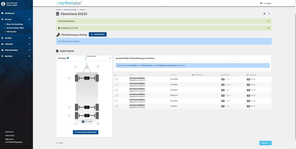 Screen-Ansicht myfleetplus Fleetcheck